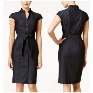 Calvin Klein V-Neck Button Midi Dress